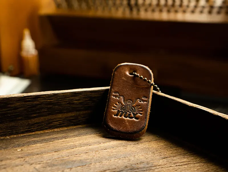 Vintage Handcrafted Distressed Leather Motorcycle Keychain