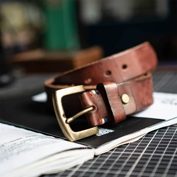 Handcrafted Vintage Vegetable-Tanned Leather Men's Jeans Belt