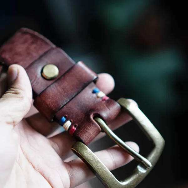 Handcrafted Vintage Vegetable-Tanned Leather Men's Jeans Belt