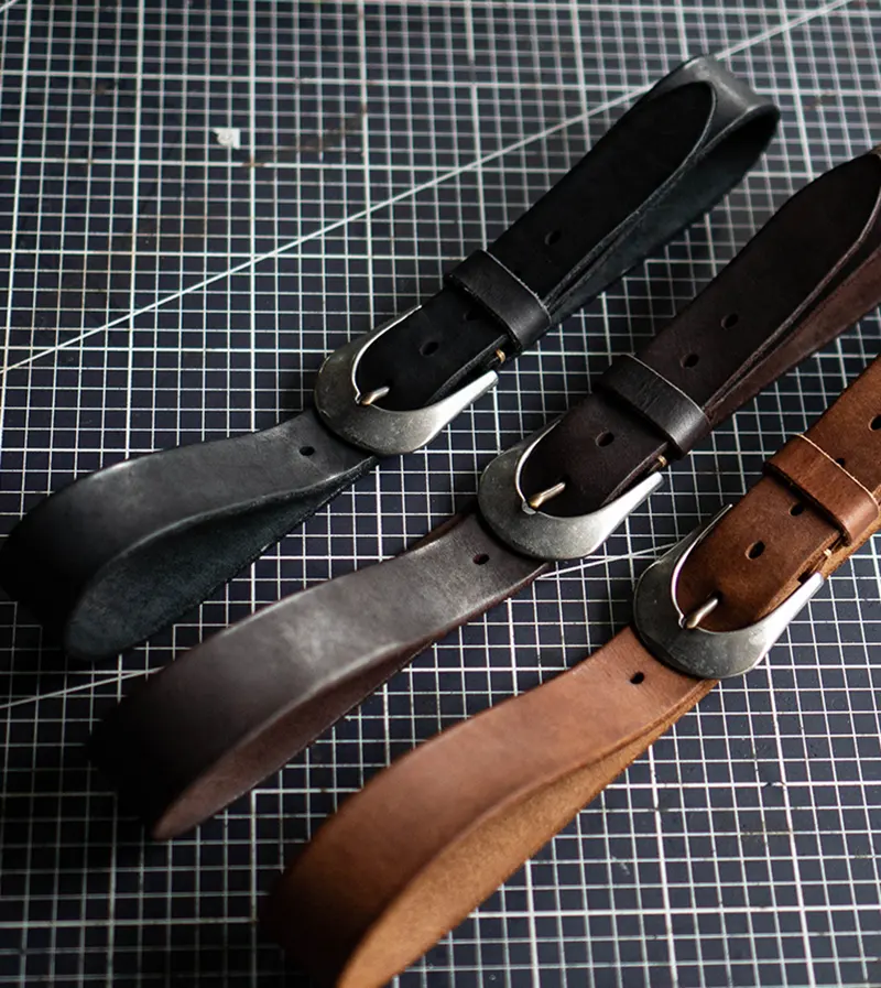 Handmade Durable Full-Grain Leather Belt Stainless Steel Buckle