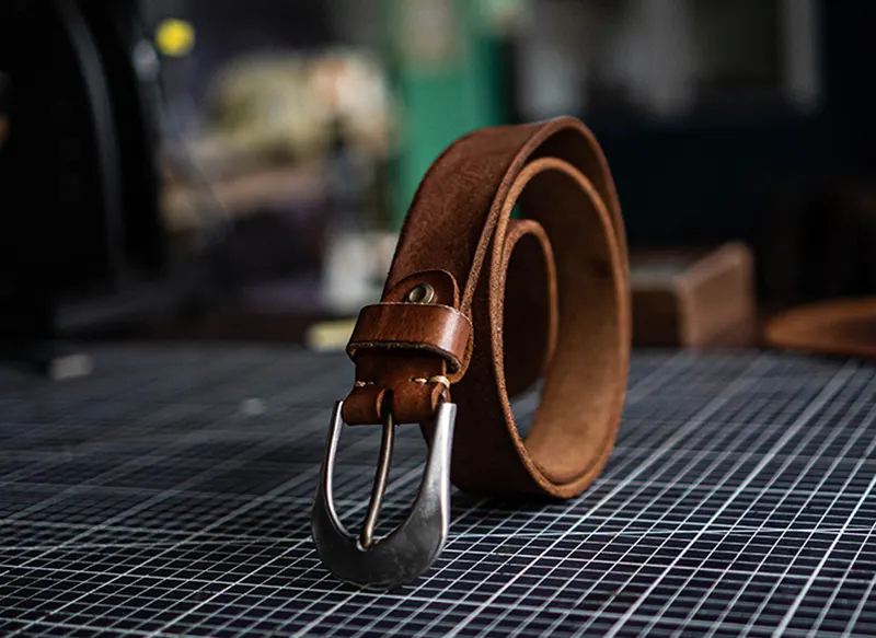 Handmade Durable Full-Grain Leather Belt Stainless Steel Buckle