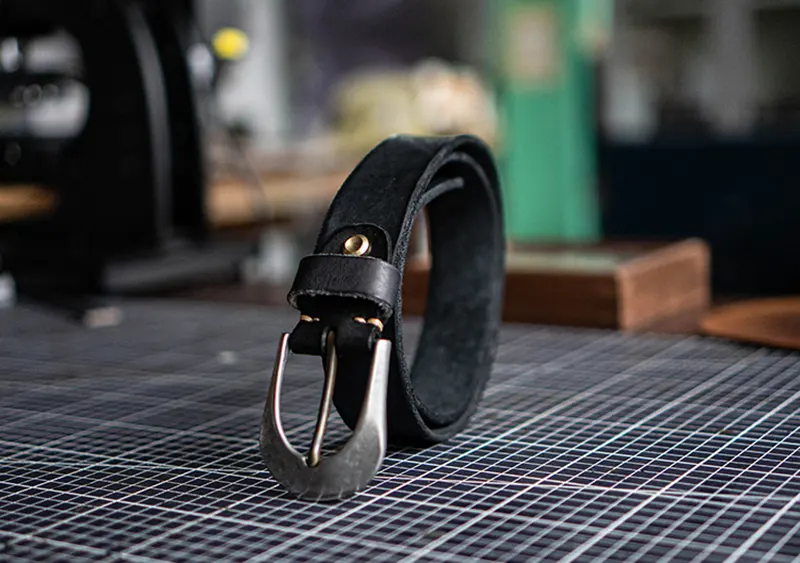 Handmade Durable Full-Grain Leather Belt Stainless Steel Buckle