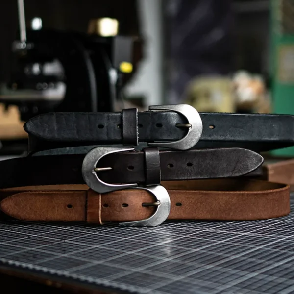 Handmade Durable Full-Grain Leather Belt Stainless Steel Buckle