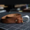 Handmade Durable Full-Grain Leather Belt Stainless Steel Buckle