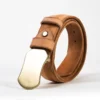 Original Vintage Smooth Brass Buckle Genuine Leather Belt