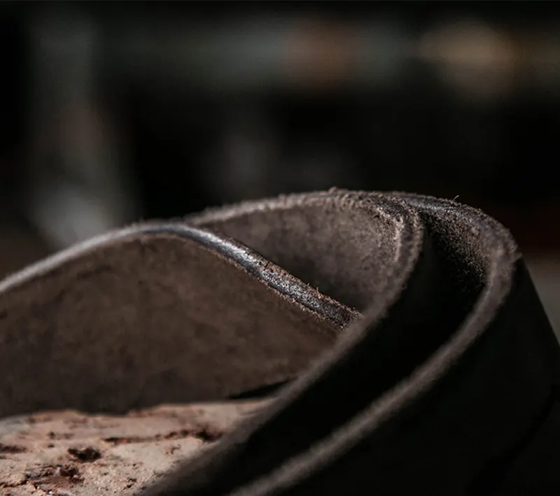 Rugged Vintage Leather Belt with Distressed Etched Copper Buckle