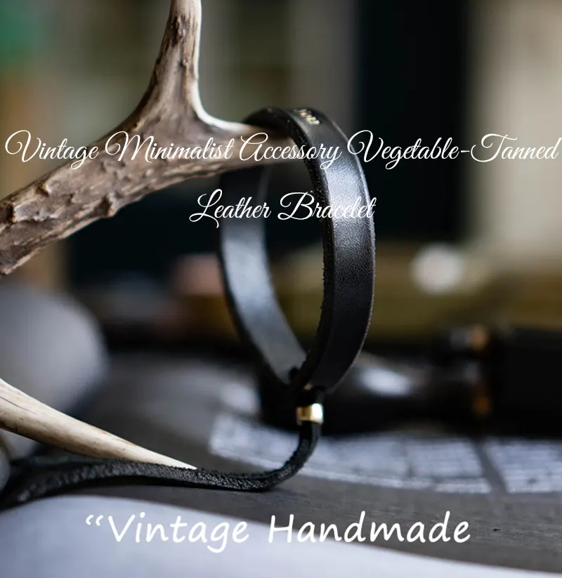 Vintage Minimalist Accessory Vegetable-Tanned Leather Bracelet