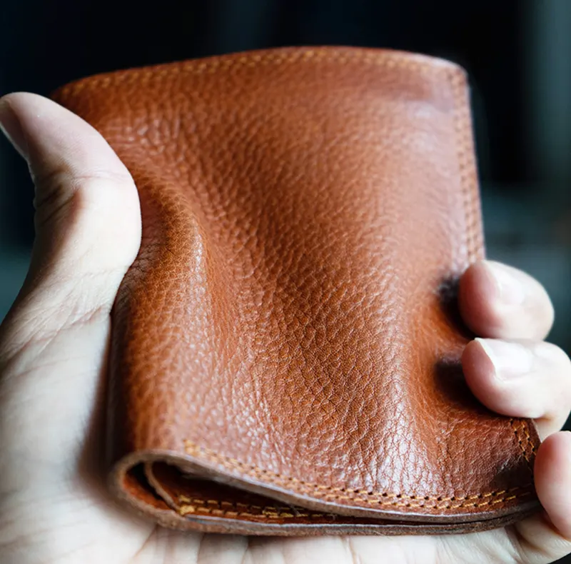 Vintage Minimalist Men's Short Soft Genuine Leather Wallet