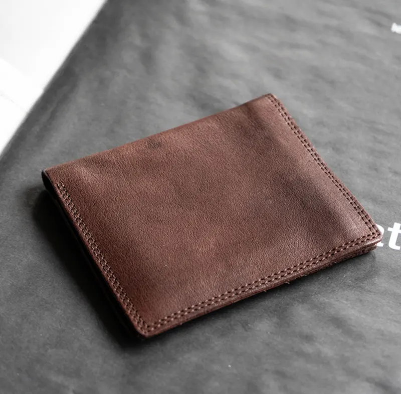 Vintage Minimalist Men's Short Soft Genuine Leather Wallet
