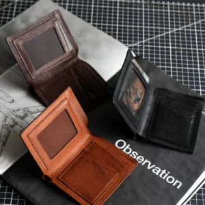 RSWL0825-z-01 Vintage Minimalist Men's Short Soft Genuine Leather Wallet