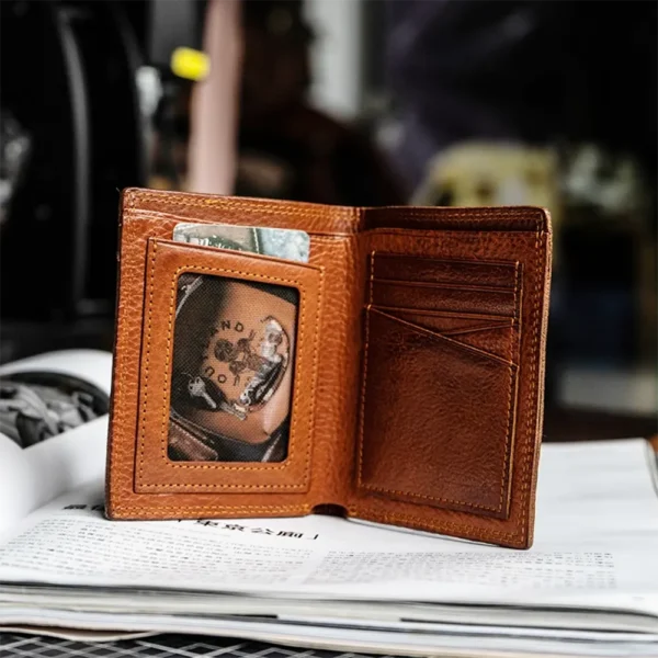 RSWL0825 Vintage Minimalist Men's Short Soft Genuine Leather Wallet Tan