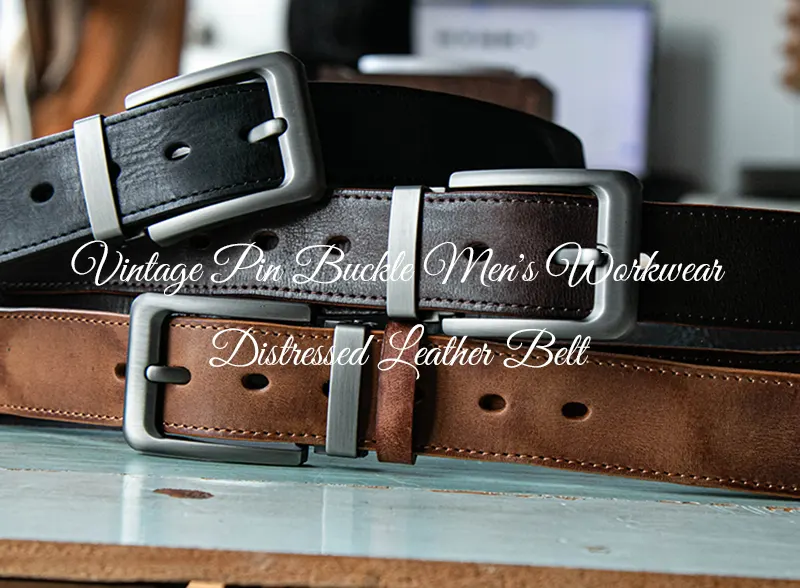 Vintage Pin Buckle Men's Workwear Distressed Leather Belt
