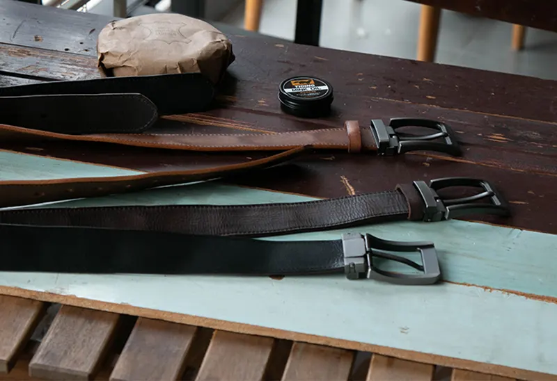 Vintage Pin Buckle Men's Workwear Distressed Leather Belt