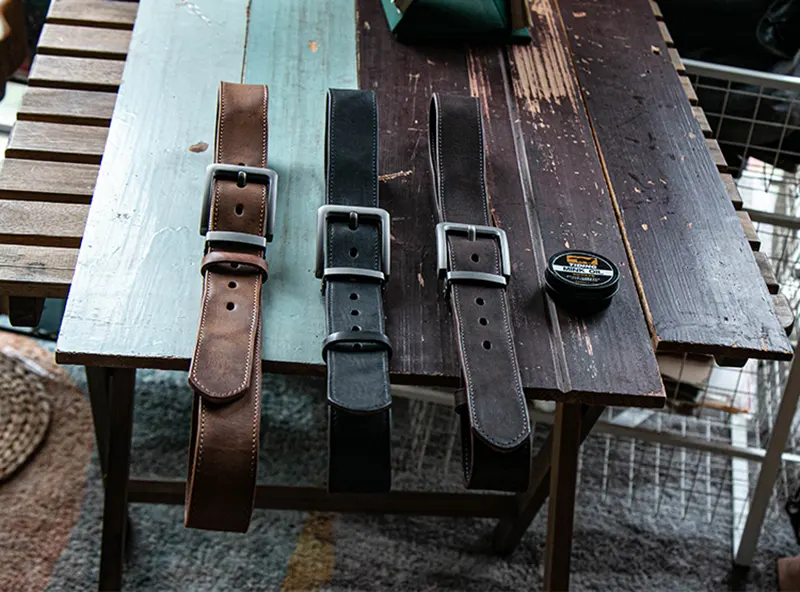 Vintage Pin Buckle Men's Workwear Distressed Leather Belt