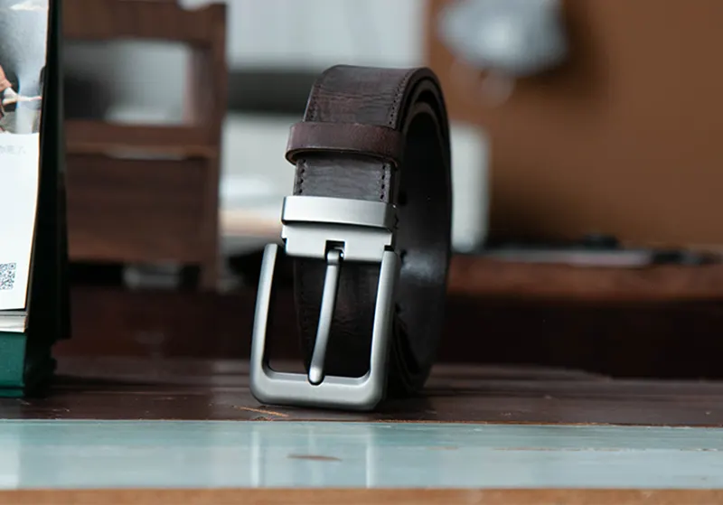 Vintage Pin Buckle Men's Workwear Distressed Leather Belt