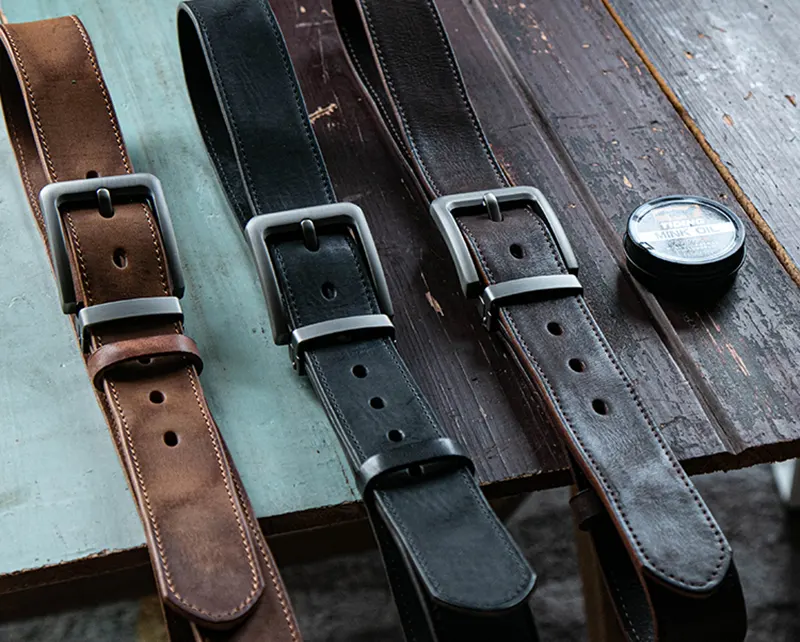 Vintage Pin Buckle Men's Workwear Distressed Leather Belt