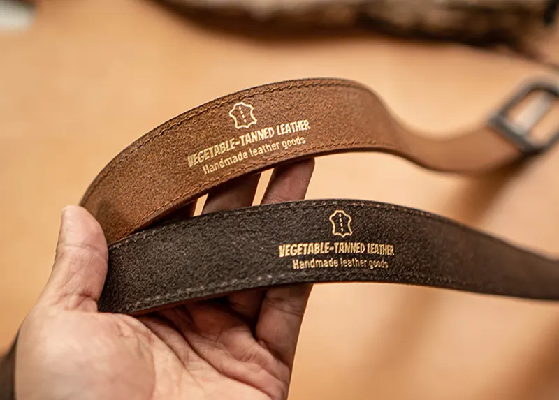 Vintage Distressed Vegetable-Tanned Leather Men's Belt