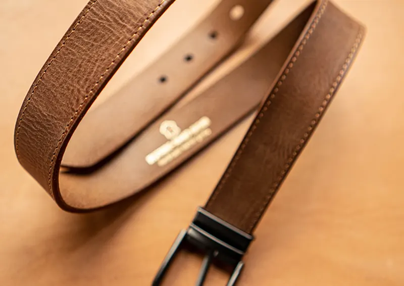 Vintage Distressed Vegetable-Tanned Leather Men's Belt